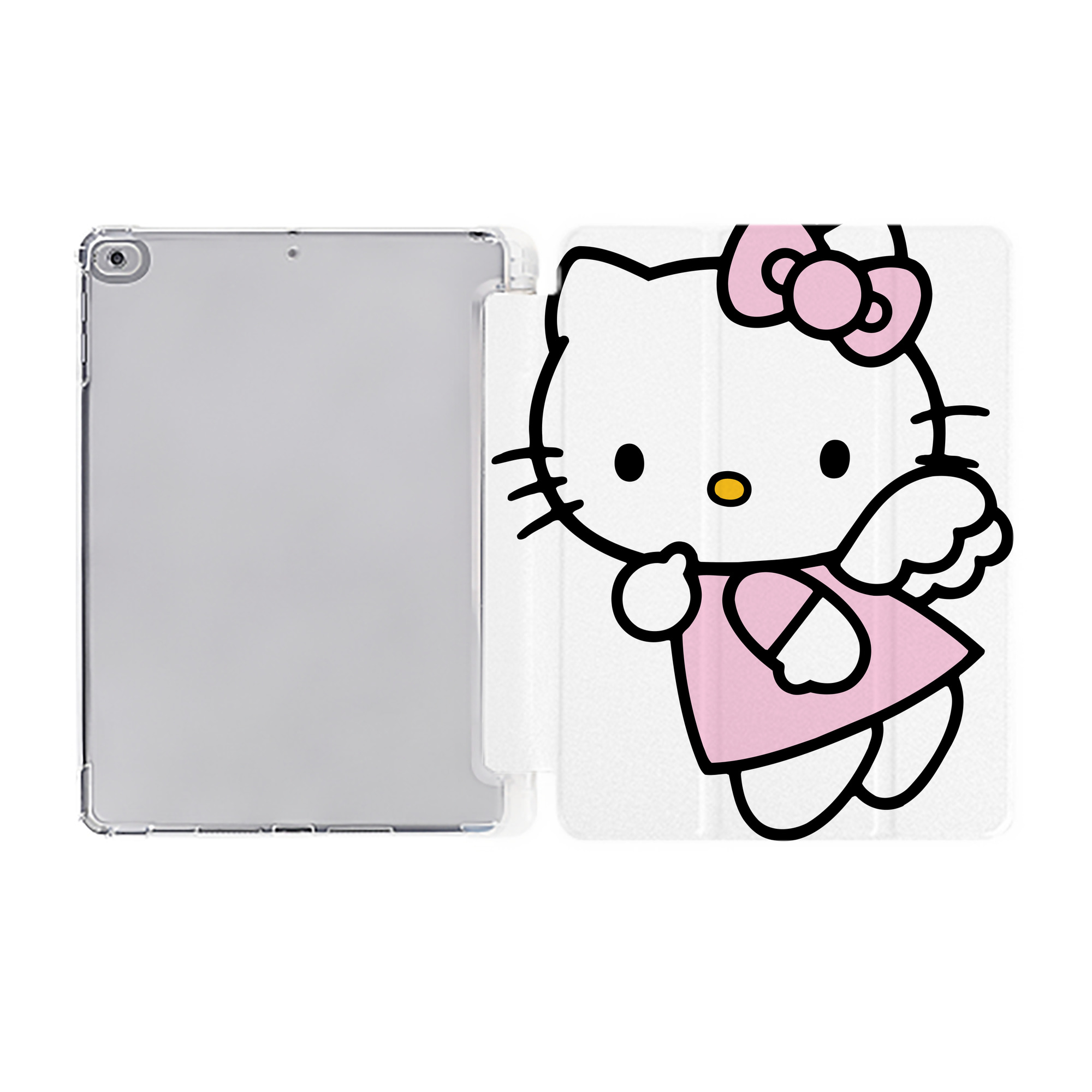 （画像用） Hello Kitty ハローキティ IPad ケース ペン収納付き 三つ折りスタンド PUレザー×シリコン 対応機種9.5/10.5/10.9インチ